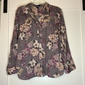 Chaps Ralph Lauren warm fall tones Multicolor Floral button down‎ shirt size 2X